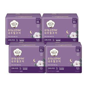 좋은느낌 유기농 순면커버 내추럴코어 오버나이트 12개입 4팩 (총48개)
