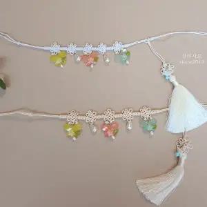 [샵마시모]삼색 나비 매듭띠 백일 돌 아기 허리띠 돌띠 남아 여아 한복 소품