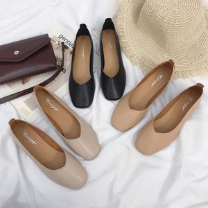 사각 앞코 플랫슈즈 여자 캐주얼정장 낮은굽 구두 3cm