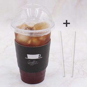 투명컵세트 92파이16온스+돔리드+인쇄홀더+일자빨대(개별)투명 100개 아이스컵세트