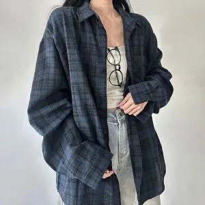 [하프클럽/]루즈핏 여리 체크 가을 셔츠 남방 to-2343c