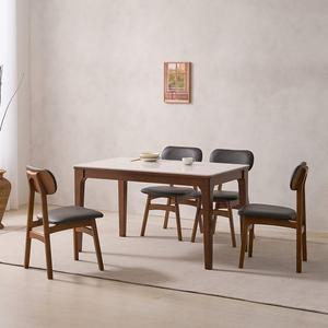 [소티디자인]라움 세라믹 4인 식탁세트 화이트유광 월넛