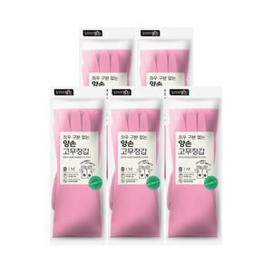 [너만아는잡화점]명진 양손 고무장갑 M(중) x 5개 / 좌우 구분 없는 장갑