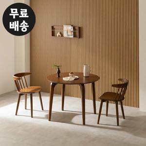 [벤티스가구]라벤 고무나무 원목 원형 2인용 원탁 식탁의자세트 예쁜 신혼부부 소형 미니(월넛)