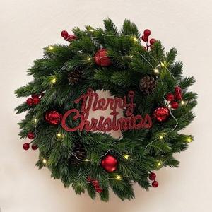 [비탈로]VITALO 원형 크리스마스리스 크리스마스장식 크리스마스인테리어 (조명등 건전지 포함)