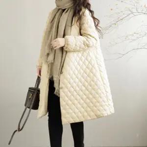 [렐라웨어]그리즈 다운 경량 퀼팅 롱 패딩 자켓