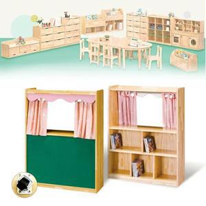 [제이큐]유치원 어린이집 손인형극 원목틀 이동식 무대 극장