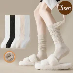 3켤레 도톰하고 따듯한 주름 니삭스 테리 장목 양말