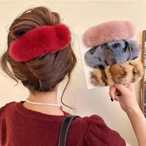 사찌몰 예쁜 밍크 털 퍼 빅 집게 머리 핀 볼륨 겨울 헤어 삔