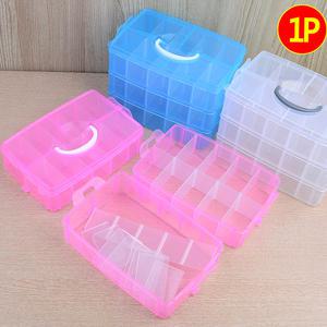 중형 다용도 멀티박스 투명 플라스틱 칸막이 포함 핸들 잠금 이동 가능 가정용 투명