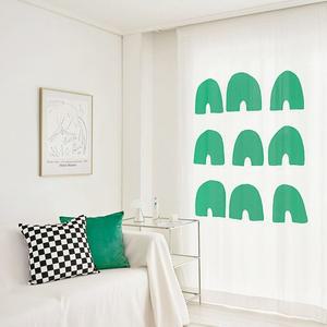 [씨엘][오늘출발/무료배송] 미드센츄리 비침없는 모던 그린아치 쉬폰커튼 가리개 가림막