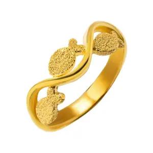 갤러리아 순금 물고기 반지 24k 여자 금 행운 물결 디자인 3.75