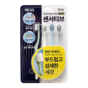 메디안 이지클린 센서티브 칫솔 (4입) x1 양면미세모