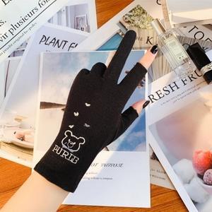여성 (블랙) 2컷 큐트곰돌이 운전장갑 스포츠장갑