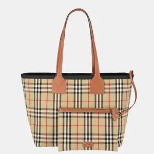 버버리 체크 런던 미디엄 토트백