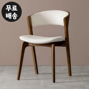[벤티스가구]미즈 고무나무 원목 가죽 식탁 의자 암 체어 까페 카페 예쁜 모던(아이보리)