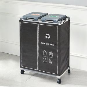 재활용 분리수거함 2단 커버세트/분리수거대 쓰레기통