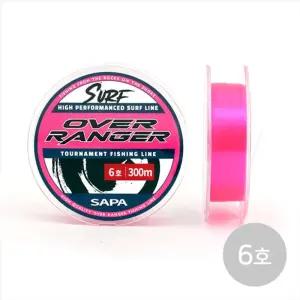 오버레인저 원투 전용 라인 300m 형광 핑크 6호 나일론 줄/낚싯줄 갯바위 낚시 바다 민물 원줄 원투용