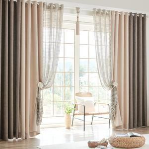 뷰하우스 겐트 아일렛 투톤암막커튼 풀세트 슈퍼특대형 (암막커튼+커튼봉+망사코디커튼)