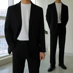 [하프클럽/맨즈북]싱글 블랙 남자 대학생 정장 루즈핏 셋업수트 조문 졸업식 면접옷