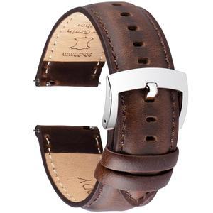 오투디 가죽 시계 밴드 22mm 21mm 20mm 18mm 퀵 릴리스 스트랩, 클래식 탑 그레인 남성용 및 스마트워치 교체용