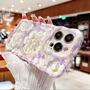 아이폰 물결 케이스 14 13 12 pro 프로 맥스 특이한 유화 플라워 프레임 꽃 디자인스킨 슬림 커