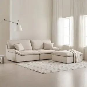 삼익가구 두모브 구스 패브릭 4인용 소파 스툴포함)