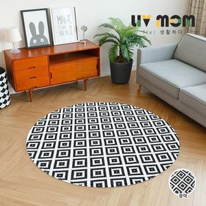 리브맘 마름모 블럭 원형카페트 러그200x200cm