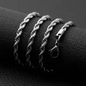 스틸 써지컬 캐주얼 트위스 트로프 필수템 체인 목걸 (WFI0CL7)