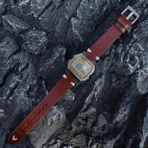 카시오 a168wAE-1200/1300 F91w A159 F105 a169 SGW-300 빈티지 시계 풀 그레인 가죽 스트랩 밴드 18mm