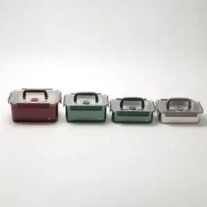 x 스텐락 김치통 컬러 스텐 숨용기 대용량 밀폐용기 올핸디 4P 세트