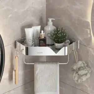 무타공 스텐인리스 욕실 코너형 접착식 선반 2개 2단 5단 3단 코너형 4단 정리