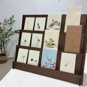 엽서진열대 원목 홍보물 꽂이 책 잡지 거치대 디스플레이