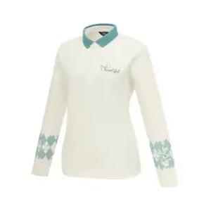 [디즈니골프][디즈니골프]여성 소매 배색 아트웍 긴팔 카라 티셔츠 DM3LTS015