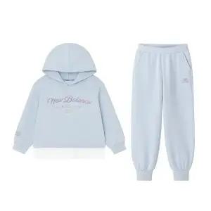 뉴발란스 레이어드 셋업 플리스 후드 아동 주니어 트레이닝복세트 라이트 블루 NK9YD4805G-51