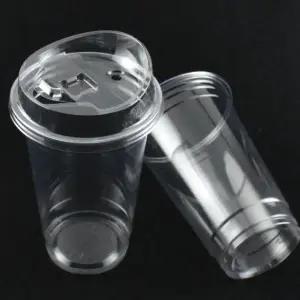 커피투명컵 480ml 아이스컵 일회용컵 16호92파이 100세트 (롱개폐뚜껑포함)