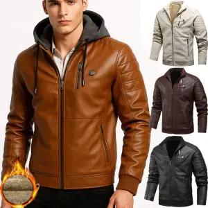 남성 가을겨울 DAVISON 데이비슨 라이더 벨벳 보아털기모 지퍼포켓 가죽PU 후드 탈부착 점퍼 4칼라/2