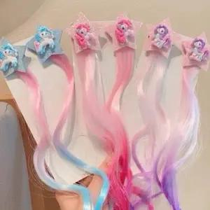 [지우프랜즈] 캐릭터 스타 유아 여아 헤어피스 브릿지 가발 붙임머리 헤어핀 머리핀 헤어액세서리