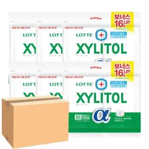 롯데 자일리톨 껌 알파 오리지널 리필 102g 6팩 핀란드산 자이리톨