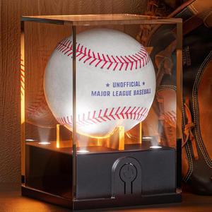 LED 조명이 있는 레샤인 야구 디스플레이 케이스, 디스플레이용 라이트 업 야구 케이스, 아크릴 야구 홀더 디스플레이 케이스, UV 보호 투명 야구 스탠드 야구 큐브, 기념 야구 선물용