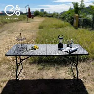 팩앤고 접이식 파티 야외 폴딩 다용도 캠핑용 간이 입식 브로몰딩 테이블 1500 1800 760 의자