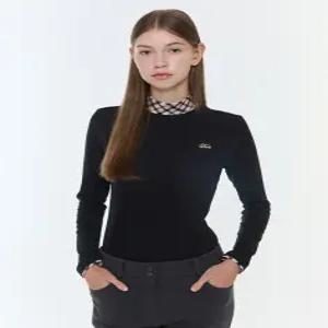 [닥스 골프 여성] [24FW] WNTS4D903BK 스테디셀러레터 로고 체크넥 긴팔티셔츠 BLA