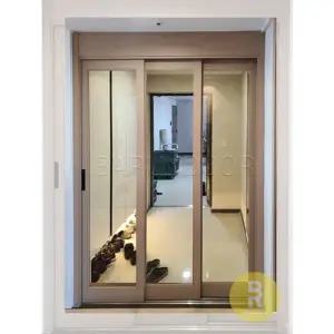 [바른도어]21번 슬림3연동중문 샌드 브론즈강화유리