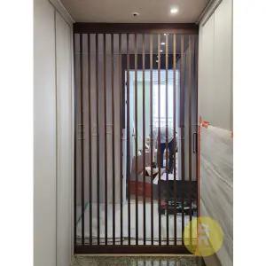 [바른도어]56번 원슬라이딩중문 간살형 우드 투명강화유리