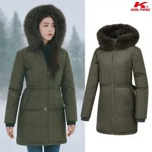 [콜핑] 여성 겨울 구스다운 폭스퍼 보온 등산 경량 롱패딩 자켓 KSC673RJ1W