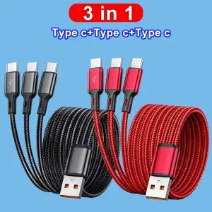 USB연결선 연장선 케이블 멀티포트 3 in 1 USB-A to xType-C 고속 충전 100W 6A 삼성 갤럭시 S24 샤오미 레