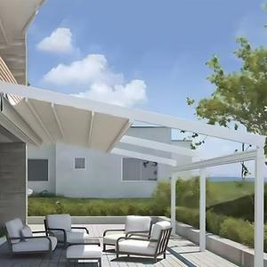 전동 알루미늄 접이식 파고라 어닝 방수 야외 테라스 정원 차양 원격 제어 캐노피 전천후
