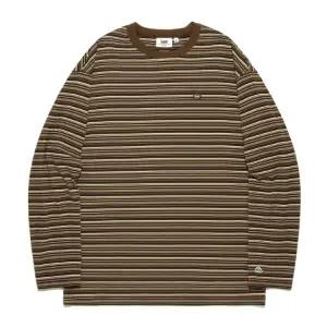 [LEE]LEE 소프트 플리스 스트라이프 티셔츠 브라운 LE2503LT09BR