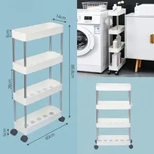 슬림 4단 이동식 틈새선반 공간활용 욕실트롤리 원형트롤리 바퀴트롤리 세탁실트롤리 주방트롤리