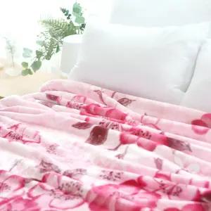 핑크꽃 양면 밍크 담요 145x200cm 싱글따뜻한 싱글 플라워 무늬 겨울 소프트 부드러운